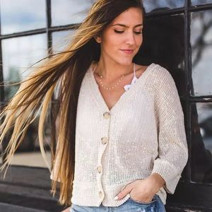 Blu Pepper Slub Knit Faux Button Sweater